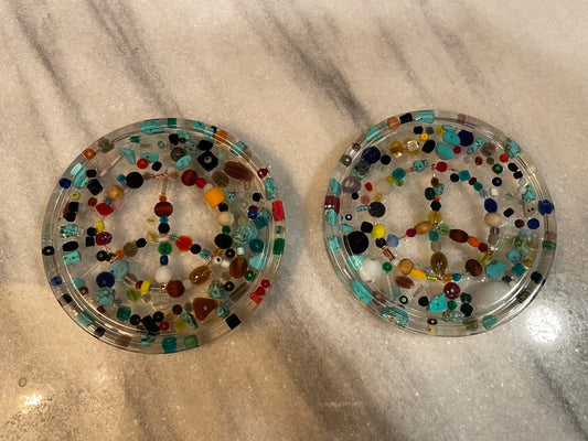 Beaded peace coaster set